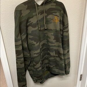 Camouflage Hoodie with Yellow Trident Logo
